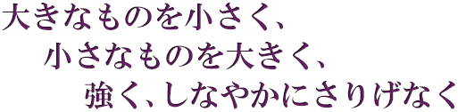 大きなものを小さく、小さなものを大きく、強くしなやかにさりげなく